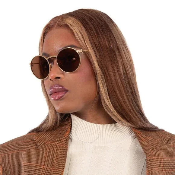NEW CARTIER SUNGLASSES CT0274S 002 CARTIER GOLD/BROWN TITANIUM WOMEN EYEWEAR Cartier Eyewear CT0394S-002 C Decor Gold Brown Rimless  main image 3